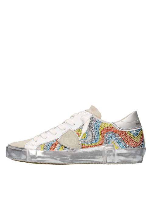 Sneakers in pelle, tessuto e strass PHILIPPE MODEL | PRLD OPD2BIANCO-ARGENTO-MULTICOLOR